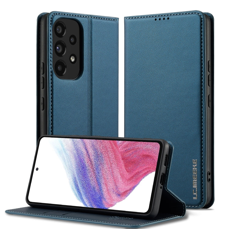 For Samsung Galaxy A53 5G LC.IMEEKE L1 Series Frosted Fine Texture PU Phone Case(Blue)