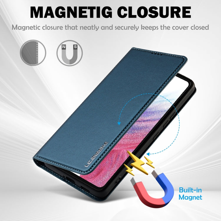 For Samsung Galaxy A53 5G LC.IMEEKE L1 Series Frosted Fine Texture PU Phone Case(Blue)