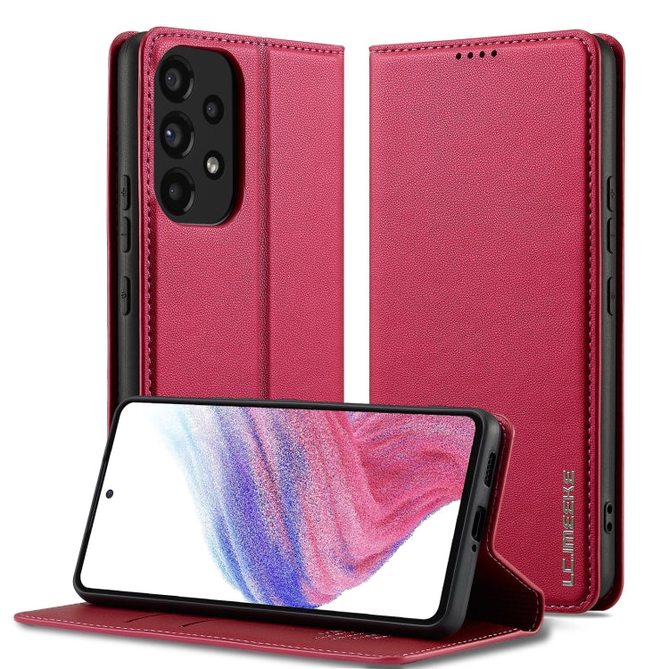 For Samsung Galaxy A53 5G LC.IMEEKE L1 Series Frosted Fine Texture PU Phone Case(Red)