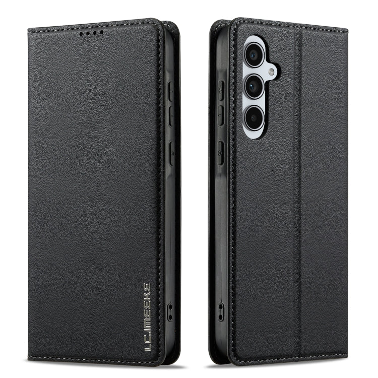 For Samsung Galaxy A55 5G LC.IMEEKE L1 Series Frosted Fine Texture PU Phone Case(Black)