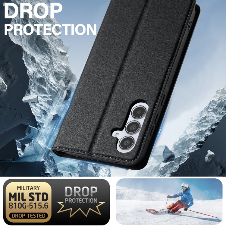 For Samsung Galaxy A55 5G LC.IMEEKE L1 Series Frosted Fine Texture PU Phone Case(Black)