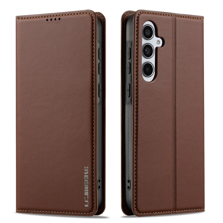 For Samsung Galaxy A55 5G LC.IMEEKE L1 Series Frosted Fine Texture PU Phone Case(Brown)