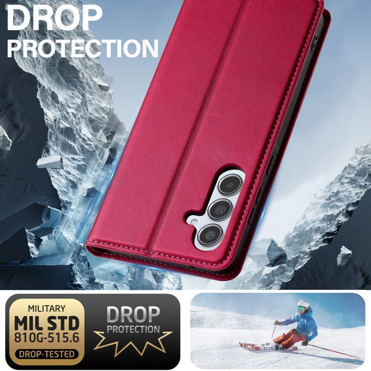 For Samsung Galaxy A55 5G LC.IMEEKE L1 Series Frosted Fine Texture PU Phone Case(Red)