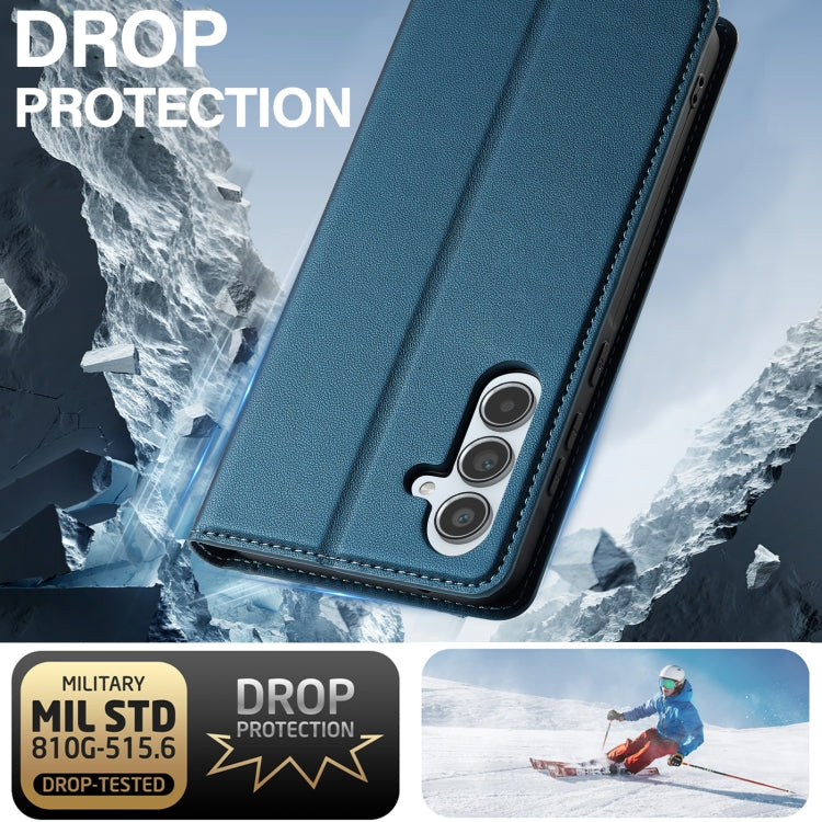 For Samsung Galaxy A34 5G LC.IMEEKE L1 Series Frosted Fine Texture PU Phone Case(Blue)