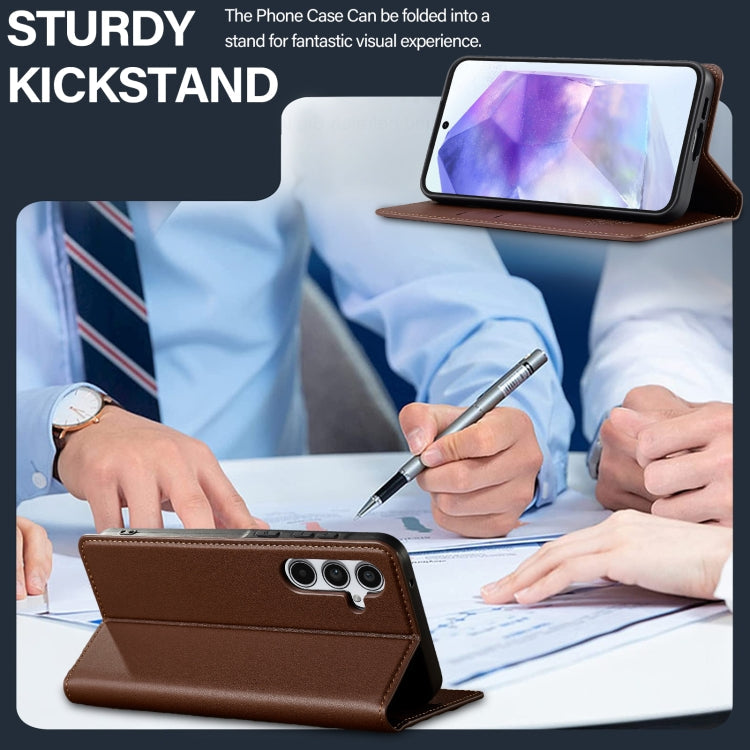 For Samsung Galaxy A35 5G LC.IMEEKE L1 Series Frosted Fine Texture PU Phone Case(Brown)