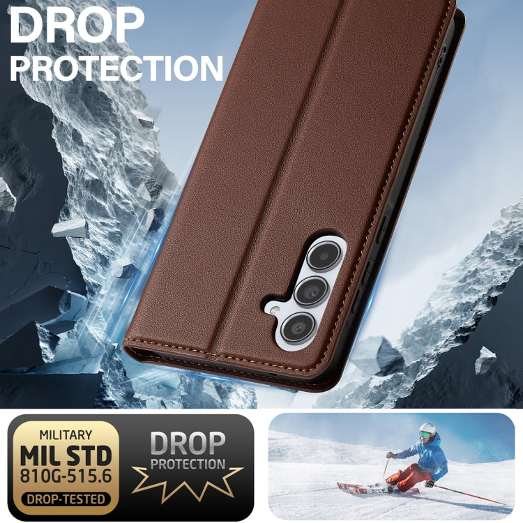 For Samsung Galaxy A35 5G LC.IMEEKE L1 Series Frosted Fine Texture PU Phone Case(Brown)