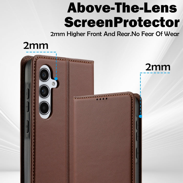 For Samsung Galaxy A35 5G LC.IMEEKE L1 Series Frosted Fine Texture PU Phone Case(Brown)