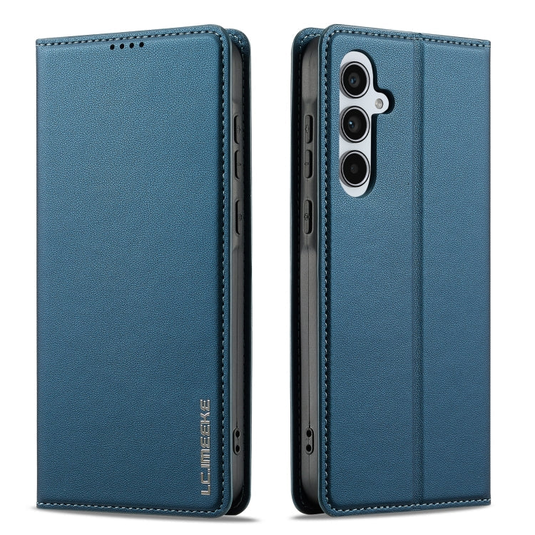 For Samsung Galaxy A35 5G LC.IMEEKE L1 Series Frosted Fine Texture PU Phone Case(Blue)