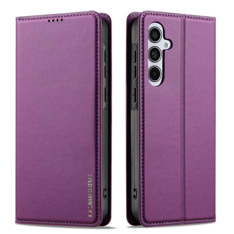 For Samsung Galaxy A35 5G LC.IMEEKE L1 Series Frosted Fine Texture PU Phone Case(Purple)