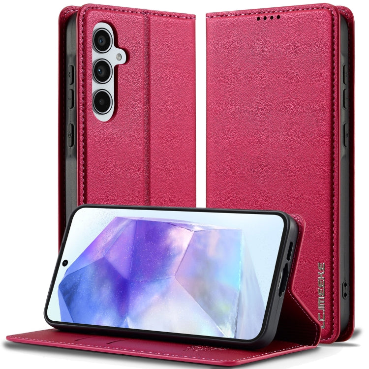 For Samsung Galaxy A35 5G LC.IMEEKE L1 Series Frosted Fine Texture PU Phone Case(Red)