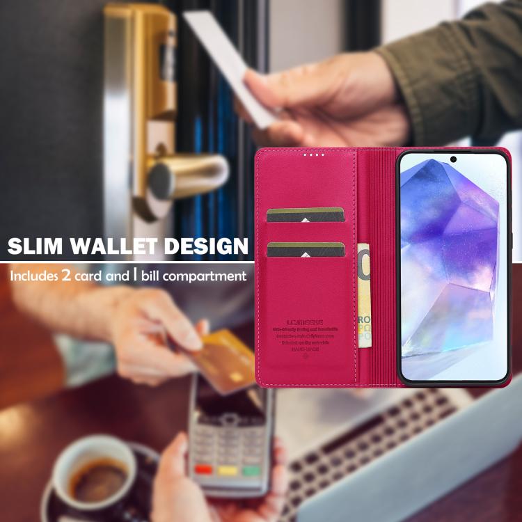 For Samsung Galaxy A36 5G LC.IMEEKE L1 Series Frosted Fine Texture PU Phone Case(Red)
