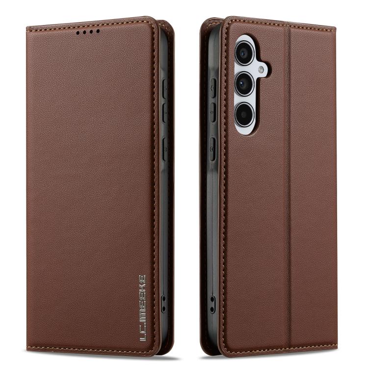 For Samsung Galaxy A56 5G LC.IMEEKE L1 Series Frosted Fine Texture PU Phone Case(Brown)