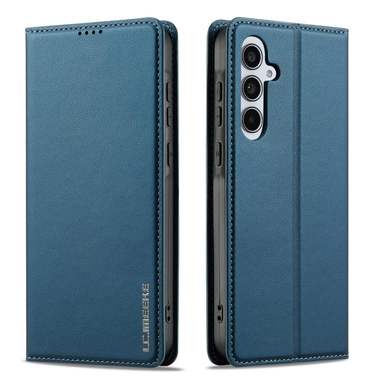 For Samsung Galaxy A56 5G LC.IMEEKE L1 Series Frosted Fine Texture PU Phone Case(Blue)