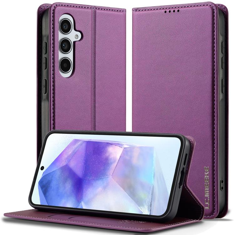 For Samsung Galaxy A56 5G LC.IMEEKE L1 Series Frosted Fine Texture PU Phone Case(Purple)