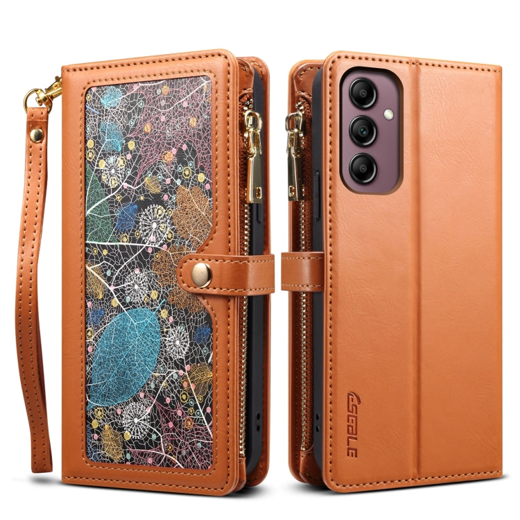 For Samsung Galaxy A16 5G ESEBLE Star Series Lanyard Zipper Wallet RFID Leather Case(Brown)