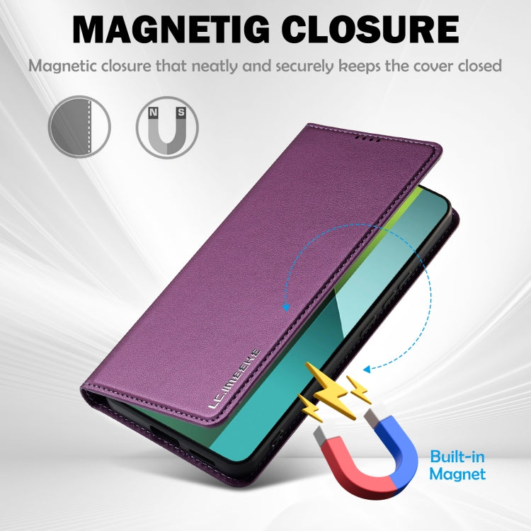 For Redmi Note 13 Pro 5G LC.IMEEKE L1 Series Frosted Fine Texture PU Phone Case(Purple)