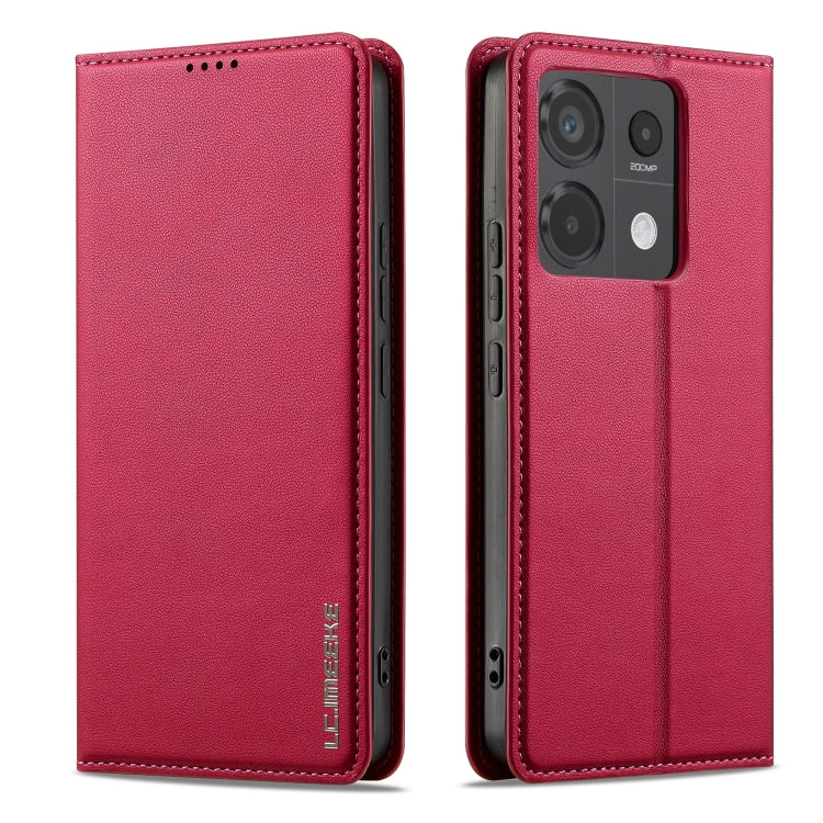 For Redmi Note 13 Pro 5G LC.IMEEKE L1 Series Frosted Fine Texture PU Phone Case(Red)