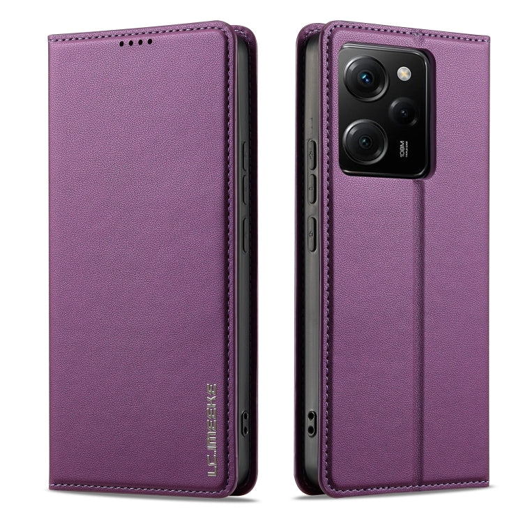 For Redmi Note 12 5G LC.IMEEKE L1 Series Frosted Fine Texture PU Phone Case(Purple)