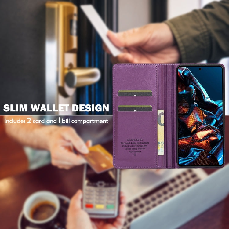 For Redmi Note 12 5G LC.IMEEKE L1 Series Frosted Fine Texture PU Phone Case(Purple)