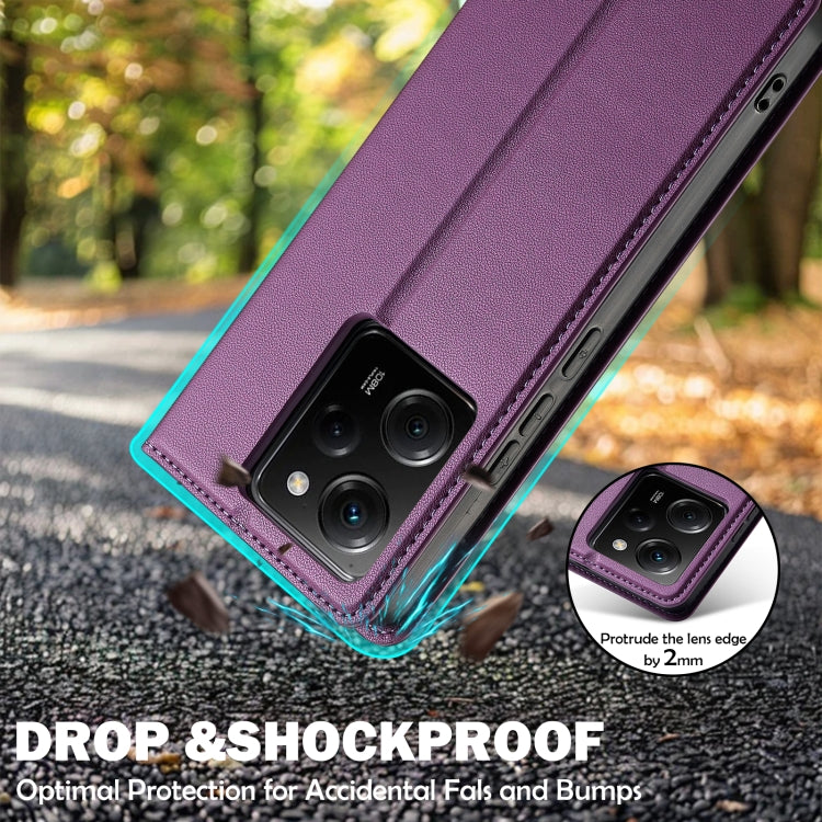 For Redmi Note 12 5G LC.IMEEKE L1 Series Frosted Fine Texture PU Phone Case(Purple)