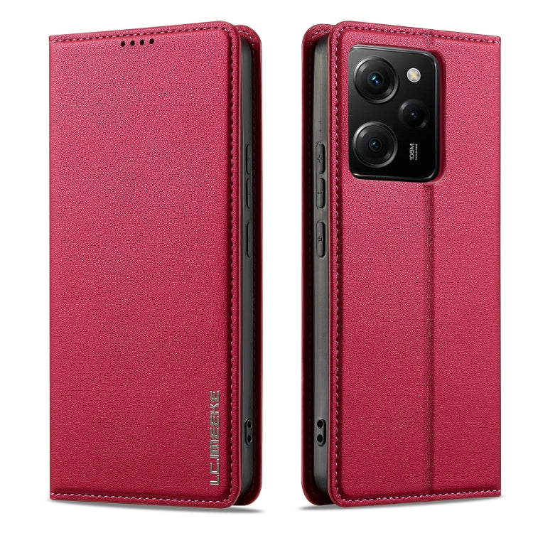 For Redmi Note 12 5G LC.IMEEKE L1 Series Frosted Fine Texture PU Phone Case(Red)