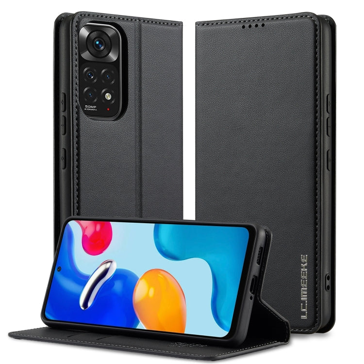 For Redmi Note 11 / 11S / 12S 4G LC.IMEEKE L1 Series Frosted Fine Texture PU Phone Case(Black)