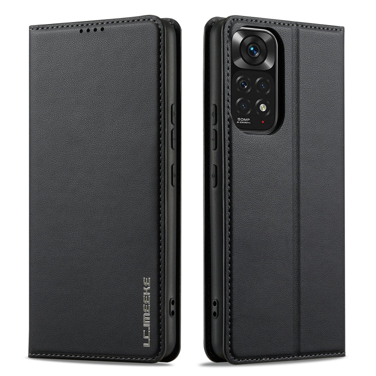 For Redmi Note 11 / 11S / 12S 4G LC.IMEEKE L1 Series Frosted Fine Texture PU Phone Case(Black)