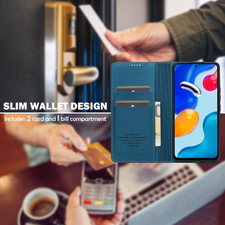 For Redmi Note 11 / 11S / 12S 4G LC.IMEEKE L1 Series Frosted Fine Texture PU Phone Case(Blue)