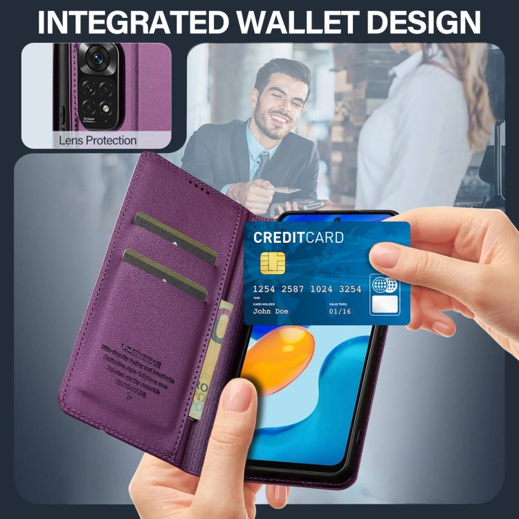 For Redmi Note 11 Pro 5G LC.IMEEKE L1 Series Frosted Fine Texture PU Phone Case(Purple)