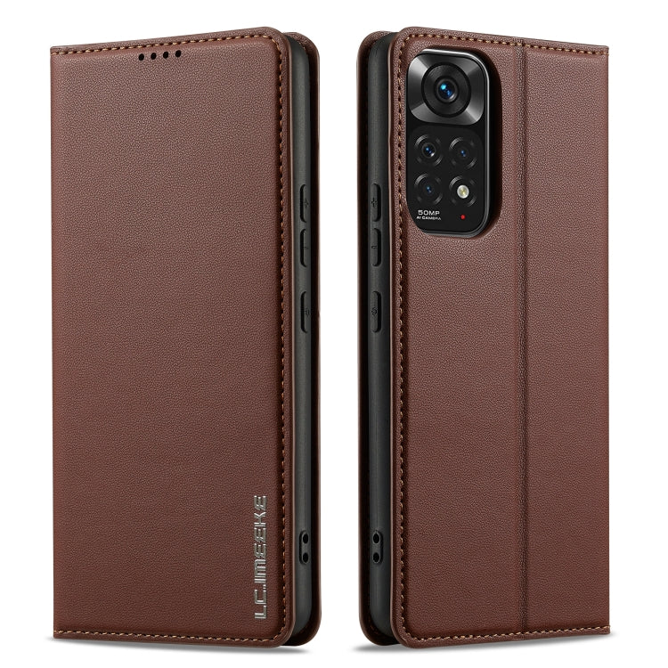 For Redmi Note 12 Pro 4G LC.IMEEKE L1 Series Frosted Fine Texture PU Phone Case(Brown)