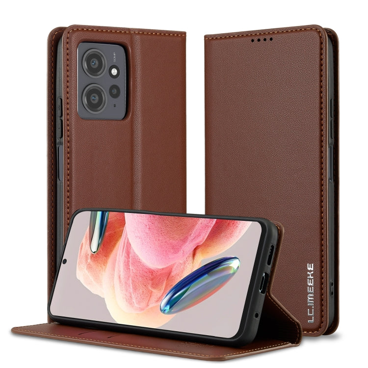 For Redmi Note 12 4G Global LC.IMEEKE L1 Series Frosted Fine Texture PU Phone Case(Brown)