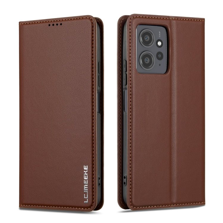 For Redmi Note 12 4G Global LC.IMEEKE L1 Series Frosted Fine Texture PU Phone Case(Brown)