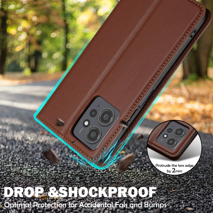For Redmi Note 12 4G Global LC.IMEEKE L1 Series Frosted Fine Texture PU Phone Case(Brown)