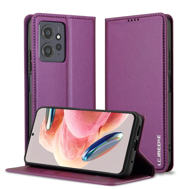 For Redmi Note 12 4G Global LC.IMEEKE L1 Series Frosted Fine Texture PU Phone Case(Purple)