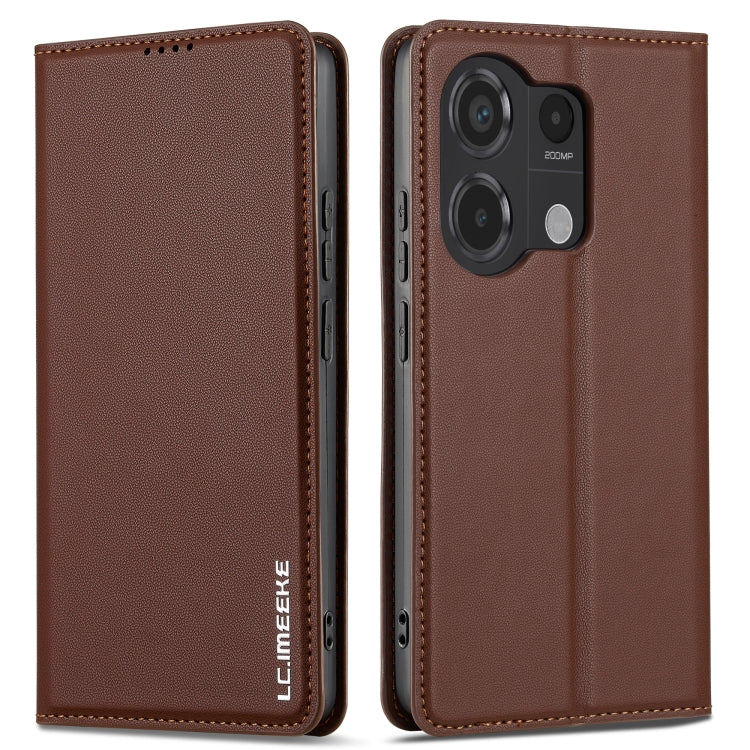For Redmi Note 13 Pro 4G LC.IMEEKE L1 Series Frosted Fine Texture PU Phone Case(Brown)