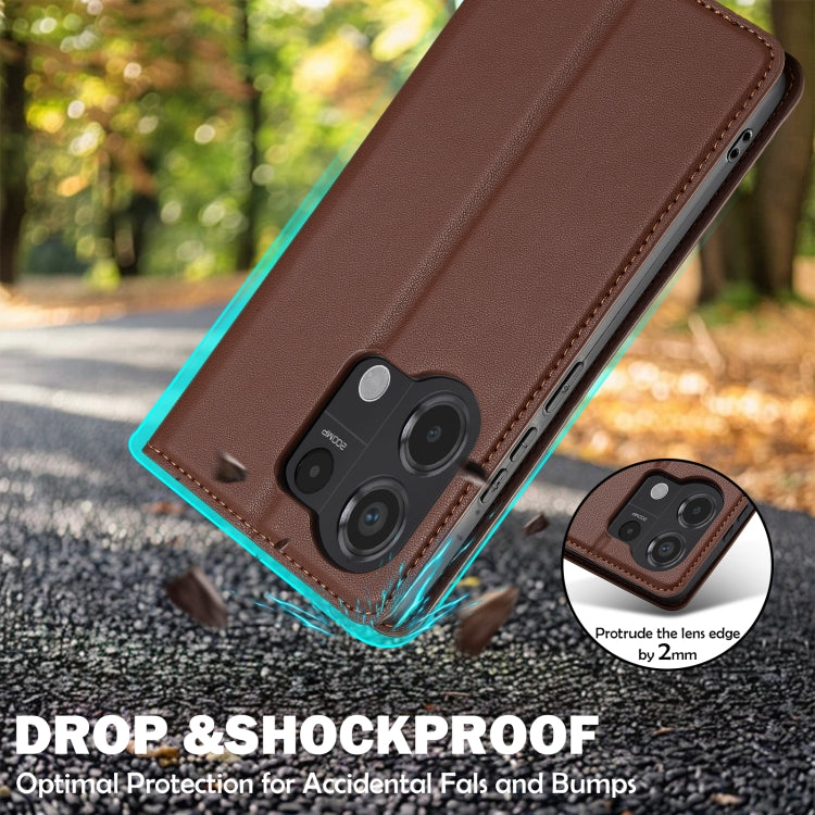 For Redmi Note 13 Pro 4G LC.IMEEKE L1 Series Frosted Fine Texture PU Phone Case(Brown)