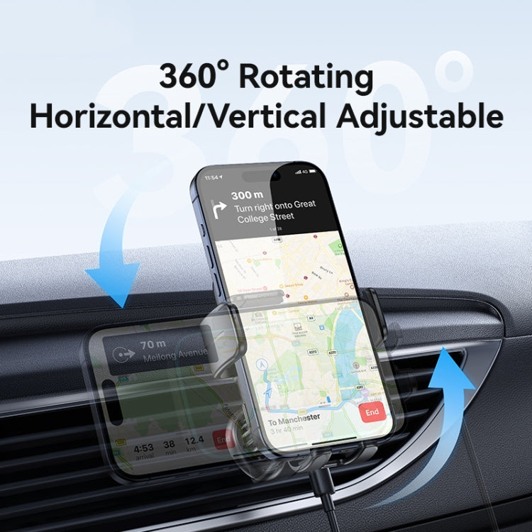USAMS CD230 15W Accurate Aligment Wireless Charging Car Phone Holder with Suction Cup(Black)
