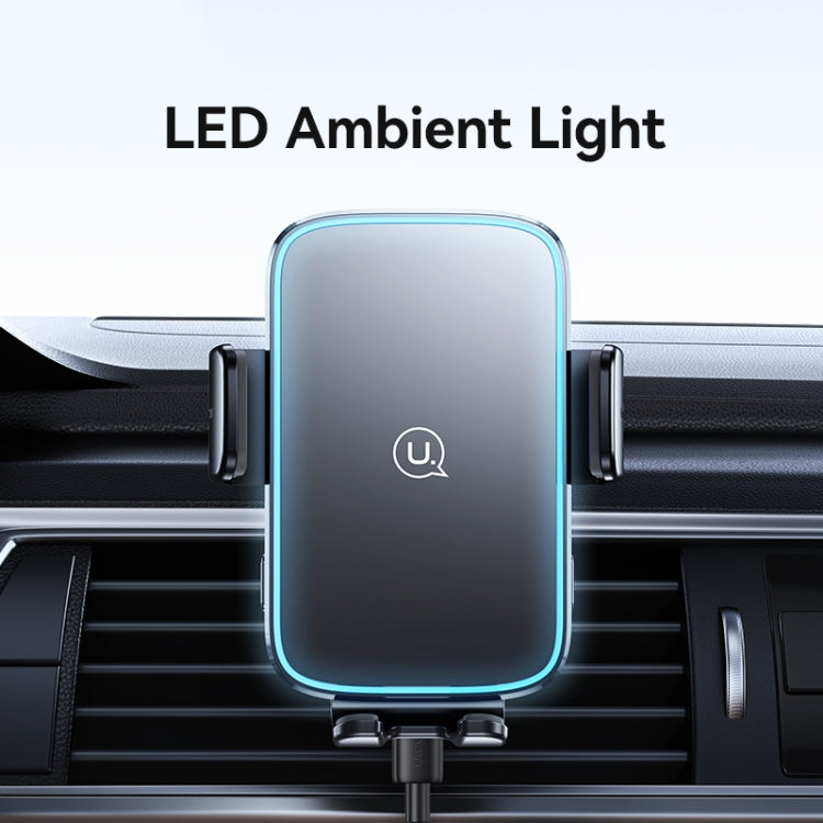 USAMS CD230 15W Accurate Aligment Wireless Charging Car Phone Holder with Suction Cup(Black)