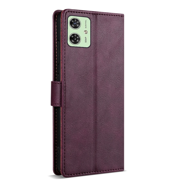 For Motorola Moto G14 N.BEKUS CSJ-P1 Solid Color Leather Phone Case(Wine Red)