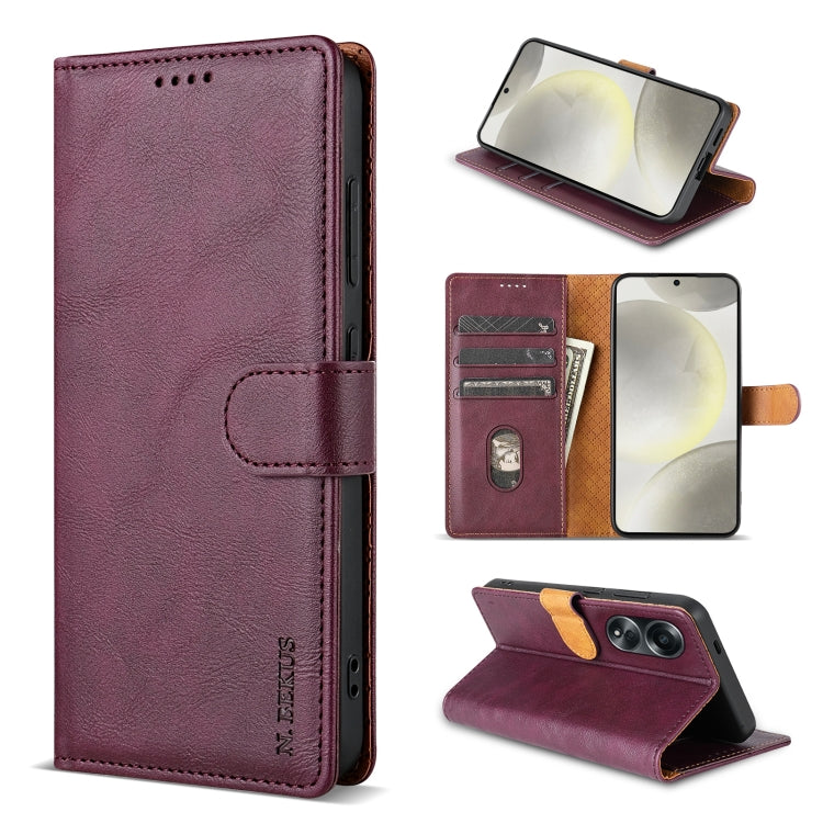 For OPPO A78 5G N.BEKUS CSJ-P1 Solid Color Leather Phone Case(Wine Red)