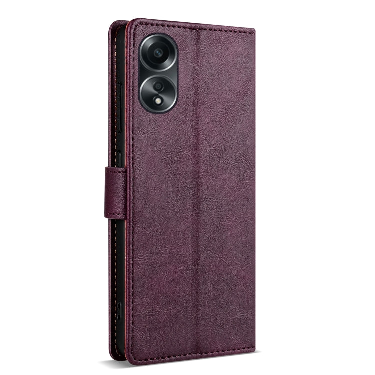 For OPPO A78 5G N.BEKUS CSJ-P1 Solid Color Leather Phone Case(Wine Red)