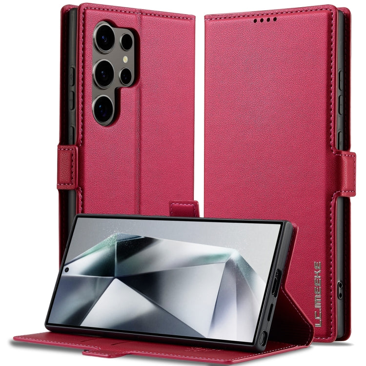 For Samsung Galaxy S24 Ultra 5G LC.IMEEKE L1 Series Frosted Fine Texture PU Phone Case(Red)