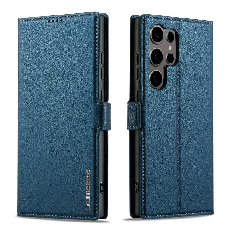 For Samsung Galaxy S23 Ultra 5G LC.IMEEKE L1 Series Frosted Fine Texture PU Phone Case(Blue)