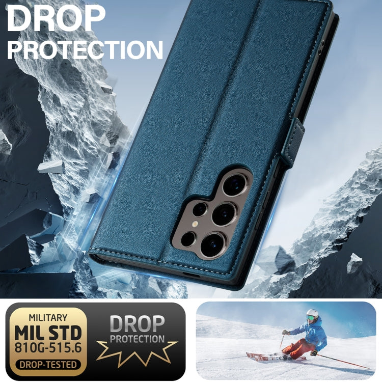 For Samsung Galaxy S23 Ultra 5G LC.IMEEKE L1 Series Frosted Fine Texture PU Phone Case(Blue)