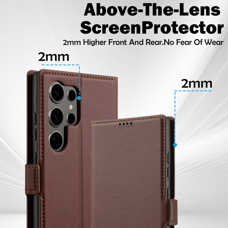 For Samsung Galaxy S22 Ultra 5G LC.IMEEKE L1 Series Frosted Fine Texture PU Phone Case(Brown)