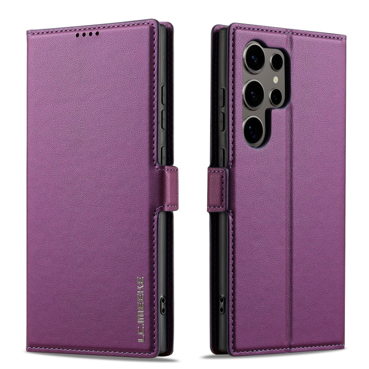 For Samsung Galaxy S22 Ultra 5G LC.IMEEKE L1 Series Frosted Fine Texture PU Phone Case(Purple)