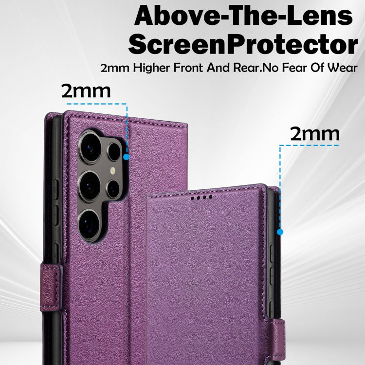 For Samsung Galaxy S22 Ultra 5G LC.IMEEKE L1 Series Frosted Fine Texture PU Phone Case(Purple)