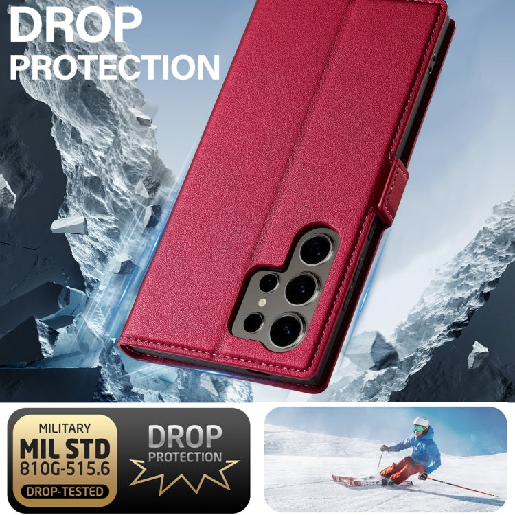For Samsung Galaxy S22 Ultra 5G LC.IMEEKE L1 Series Frosted Fine Texture PU Phone Case(Red)