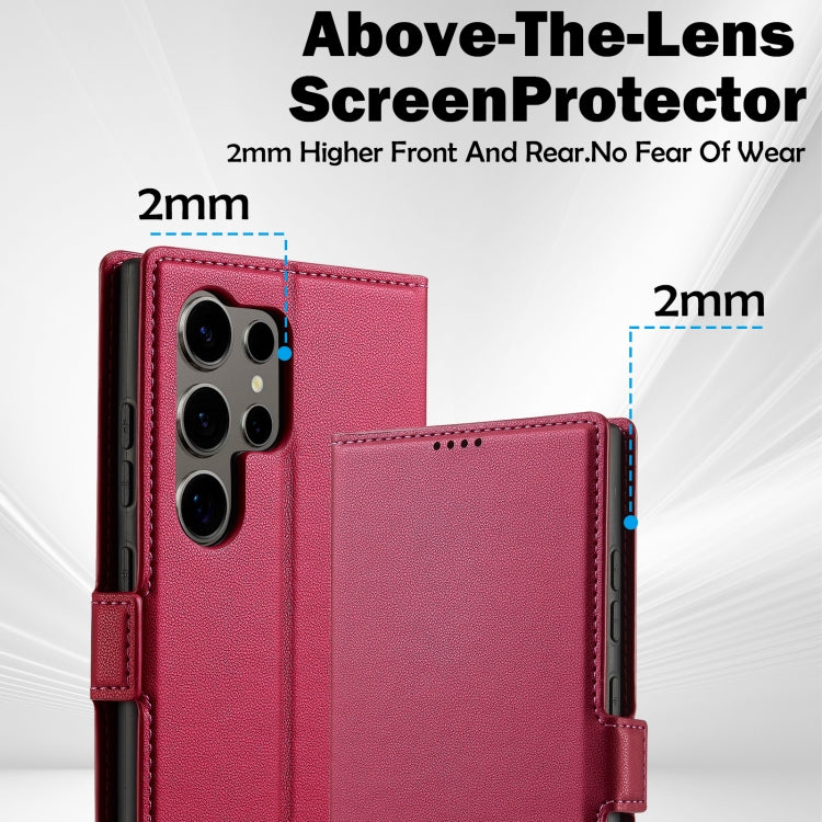For Samsung Galaxy S22 Ultra 5G LC.IMEEKE L1 Series Frosted Fine Texture PU Phone Case(Red)