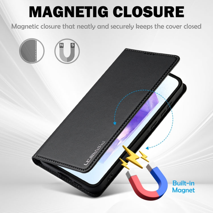 For Samsung Galaxy S24 FE 5G LC.IMEEKE L1 Series Frosted Fine Texture PU Phone Case(Black)